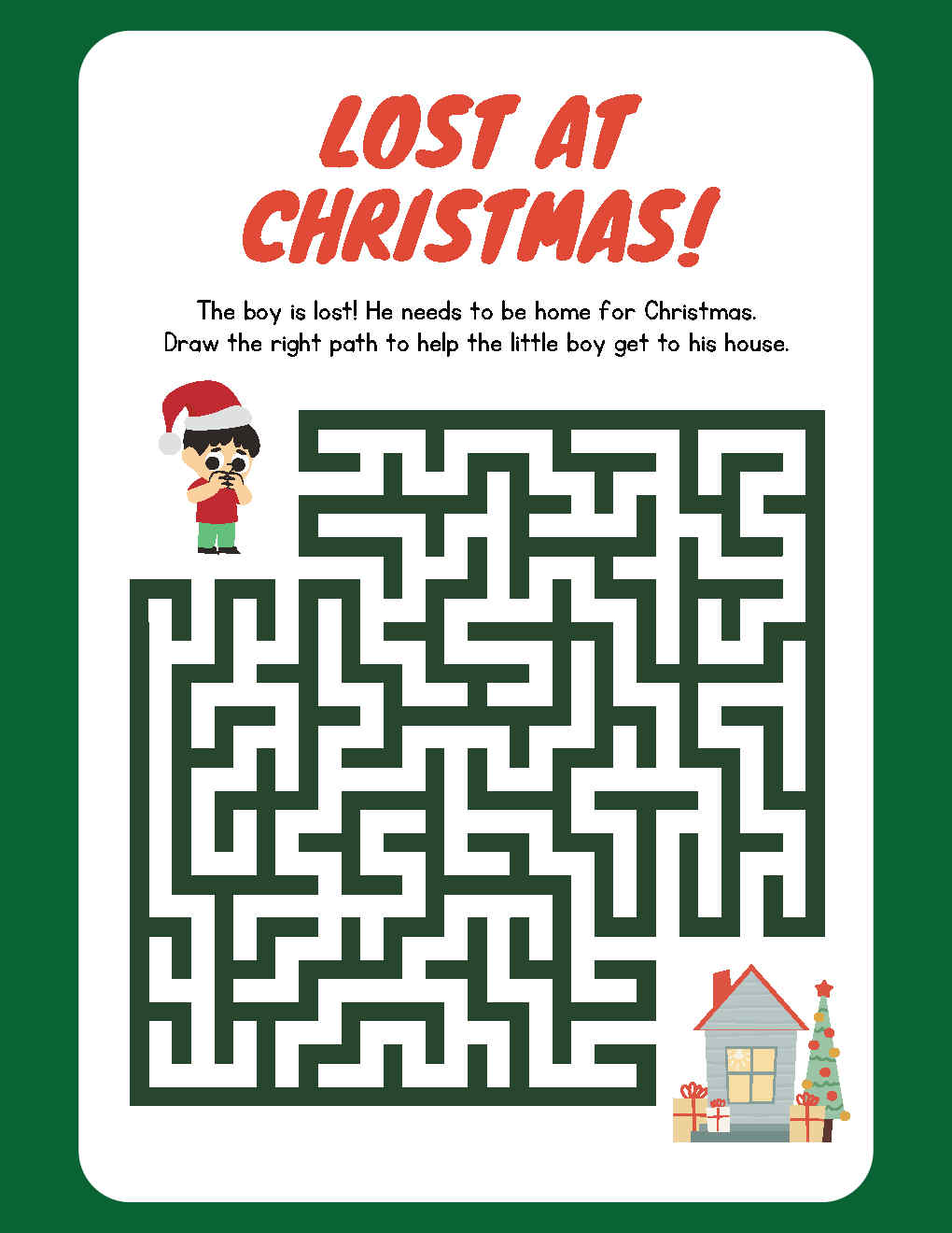 Christmas Maze Game for Kids, Holiday Activity, Fun Learning Puzzle, Educational Toy, Printable PDF, Festive Play, Instant Download