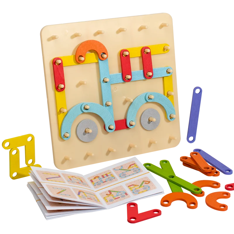 Children Wooden Geoboard Toys Nail Board