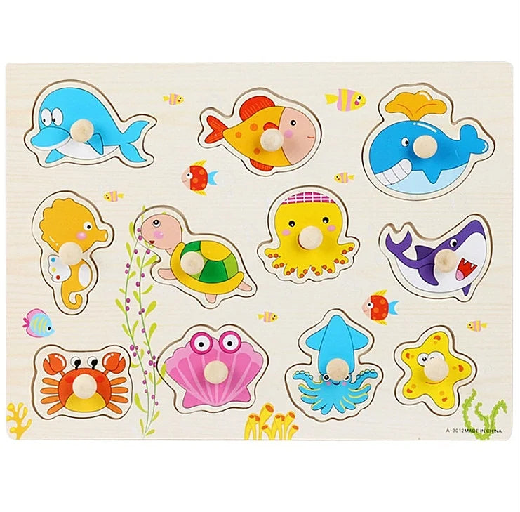 30cm Baby Toys Montessori Wooden Puzzle