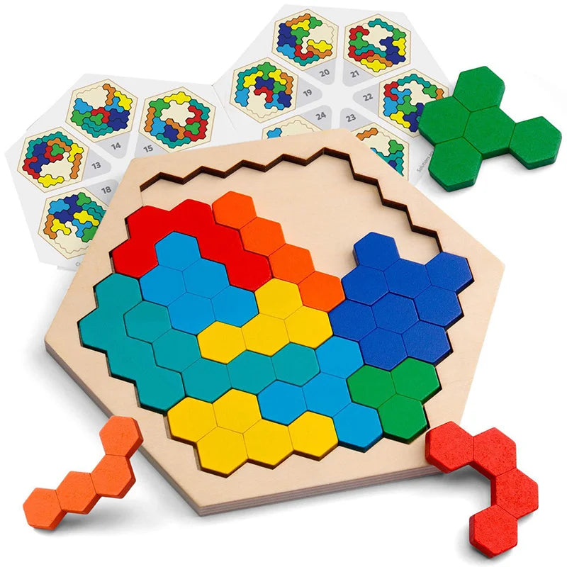 3D Hexagonal Wooden Puzzles Educational Toys