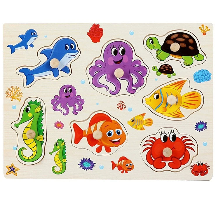 30cm Baby Toys Montessori Wooden Puzzle