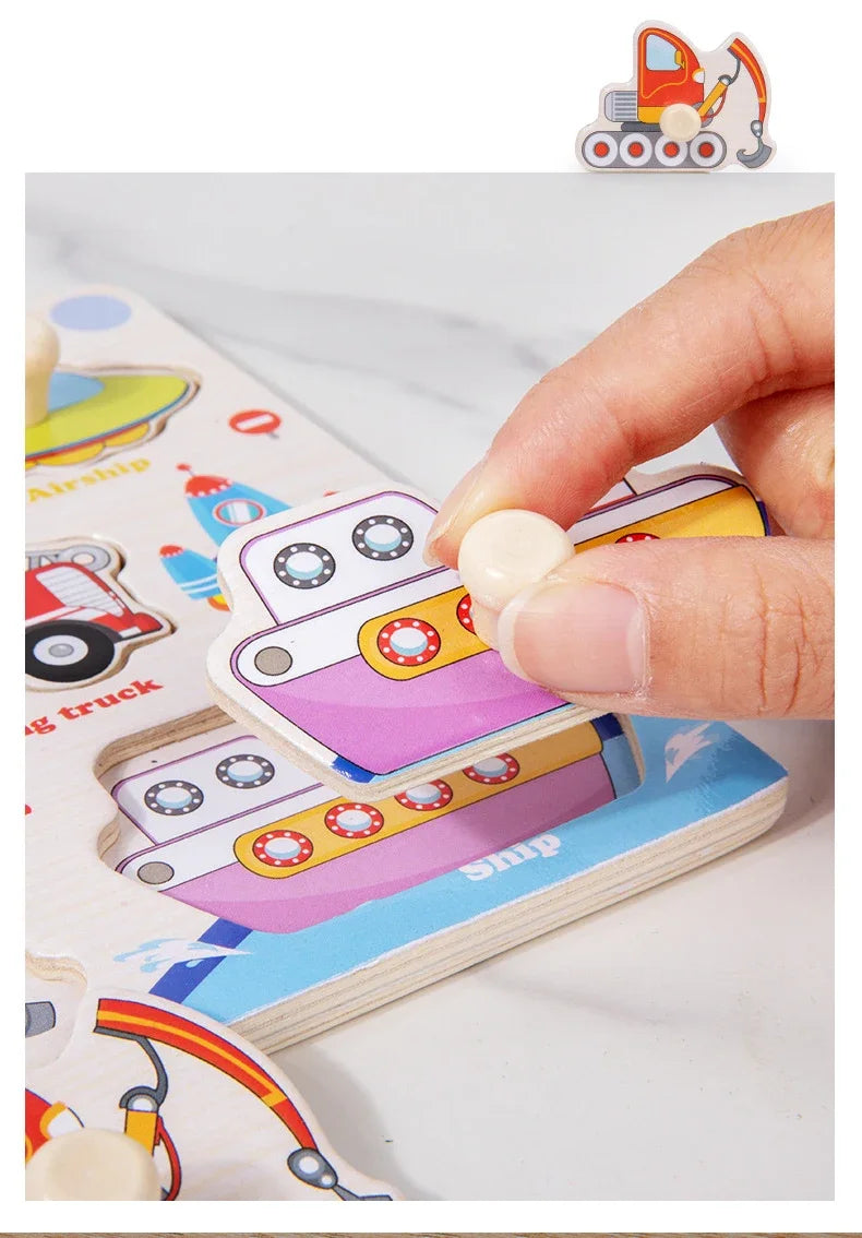 Wooden Puzzle Montessori Toys for Kids Cartoon