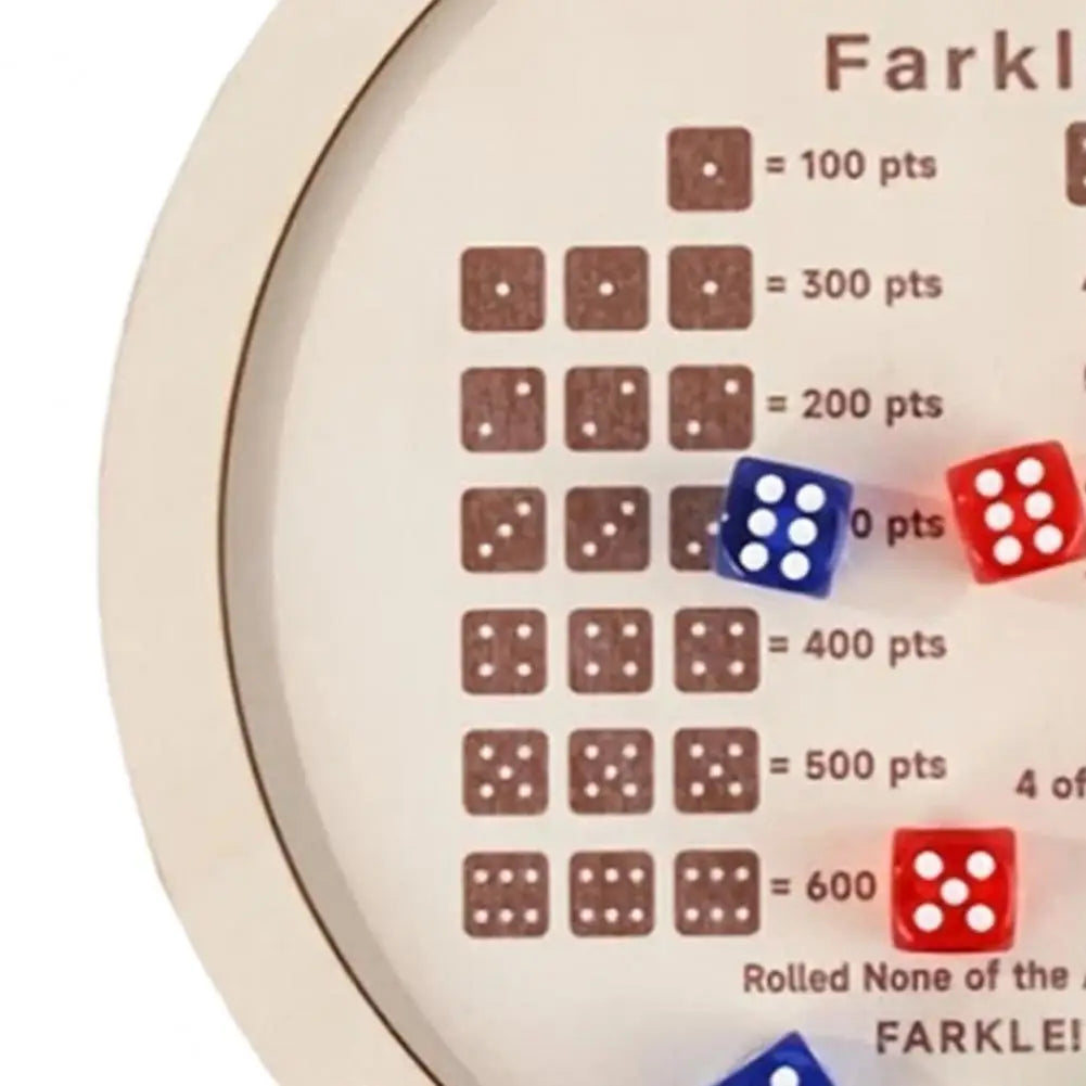 Wooden Farkle Dice Tray with 6 Dice Board Games