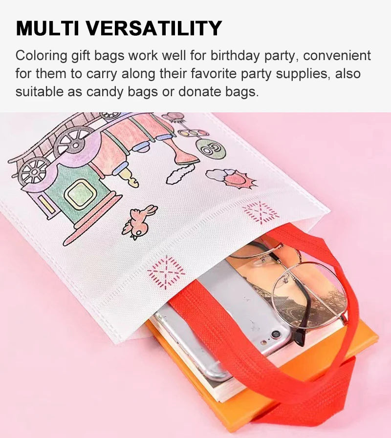 DIY Colored Graffiti Bags Crayons Painting Handbag