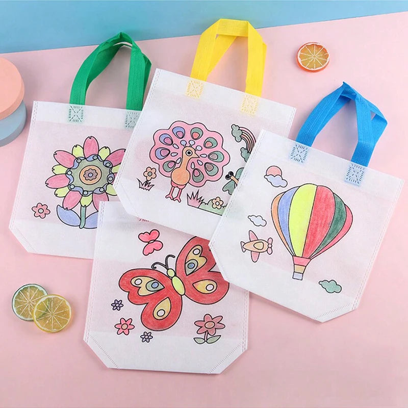 DIY Colored Graffiti Bags Crayons Painting Handbag