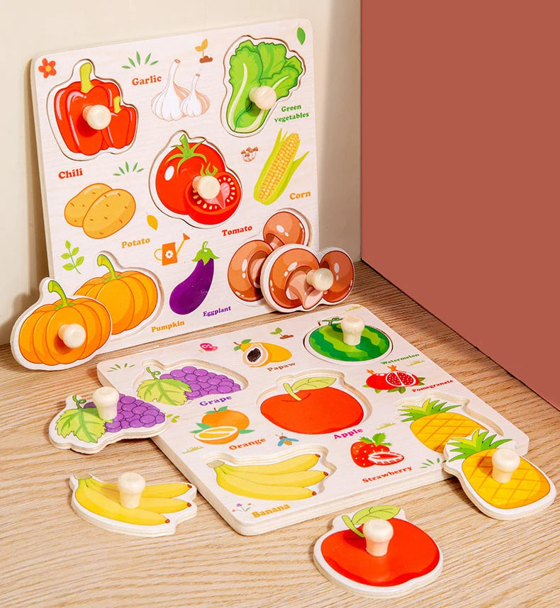 Montessori Baby Toys Wooden 3d Puzzle Cartoon