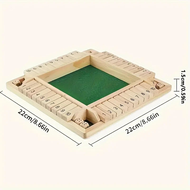 Classic 4 Sided Wooden Board Game With 2 Dice