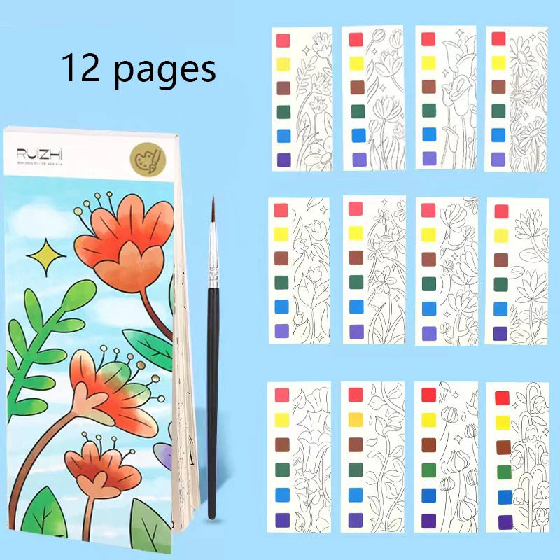 12 pages Children's Watercolor Coloring Book
