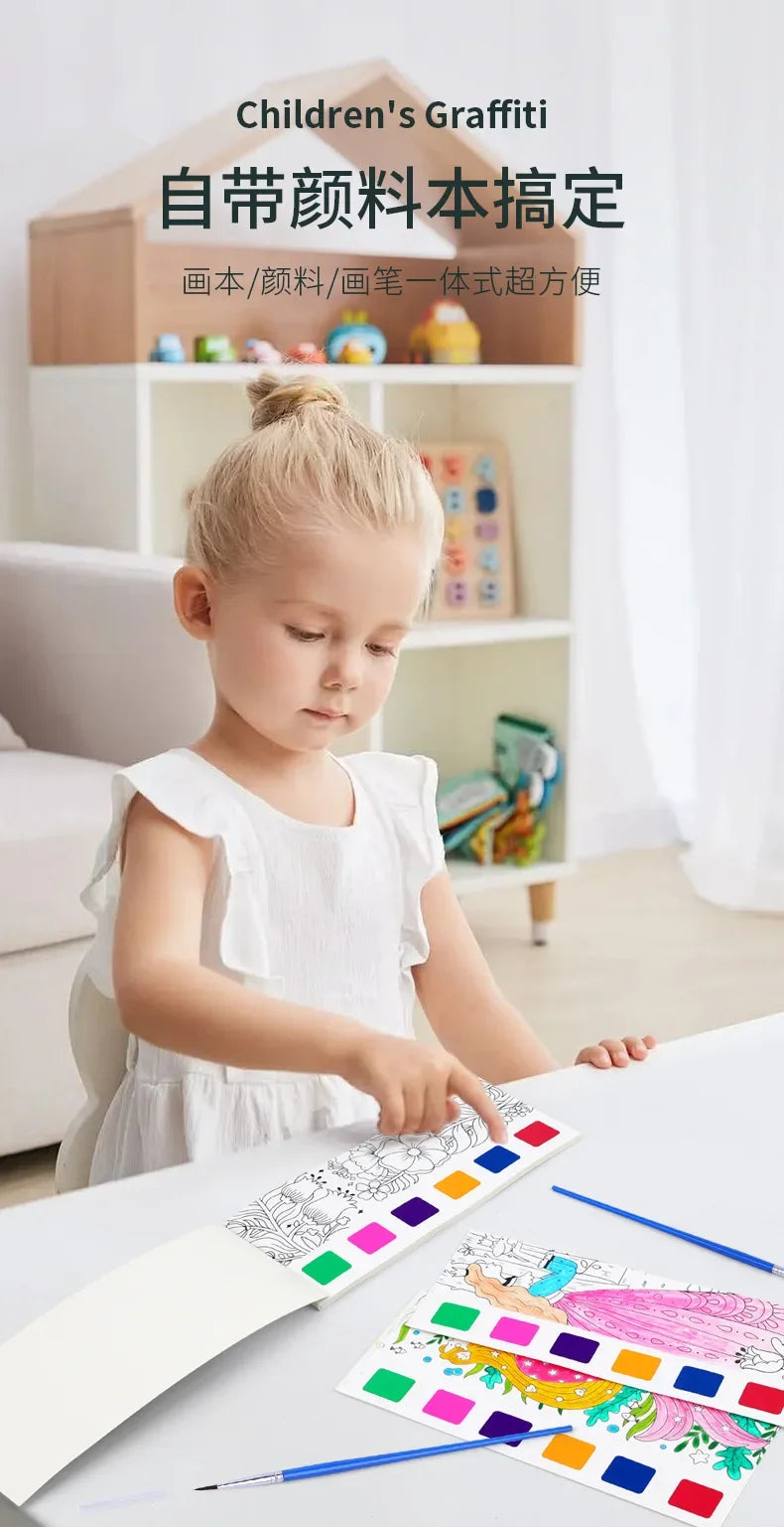 12PCS Kids' Magic Water Painting Book Set