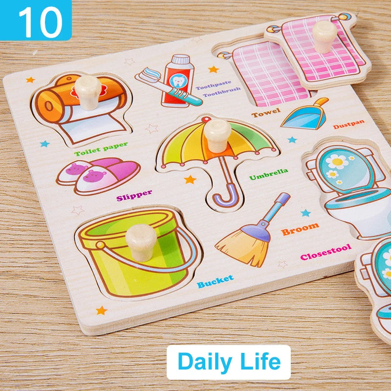 Wooden Puzzle Montessori Toys for Kids Cartoon