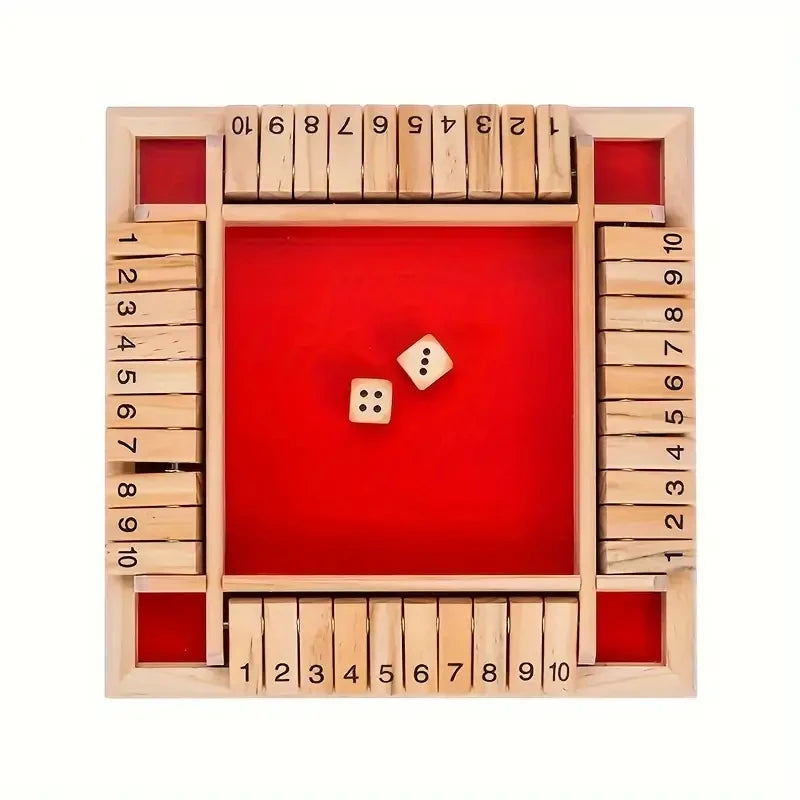 Classic 4 Sided Wooden Board Game With 2 Dice