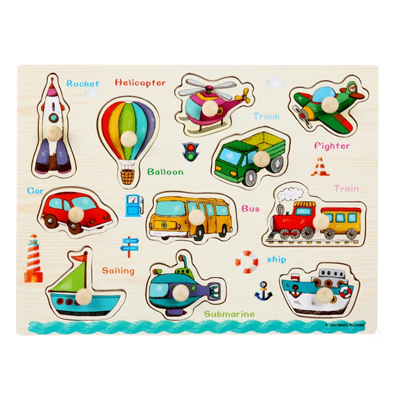 30cm Baby Toys Montessori Wooden Puzzle