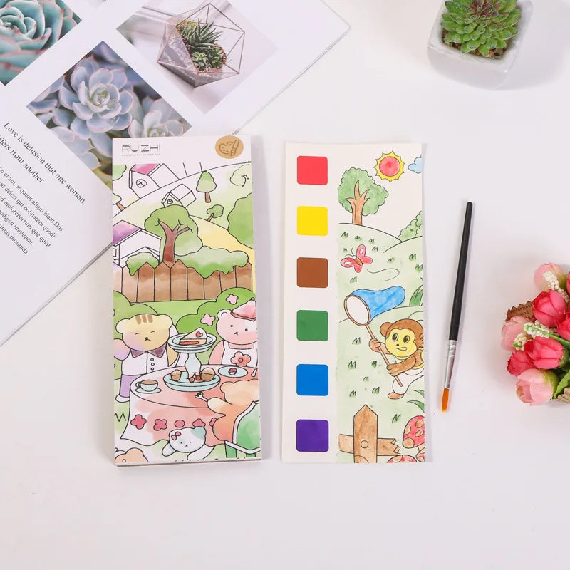 12 pages Children's Watercolor Coloring Book
