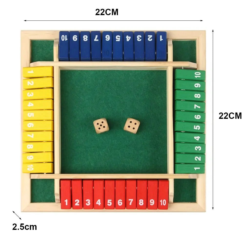 Classic 4 Sided Wooden Board Game With 2 Dice