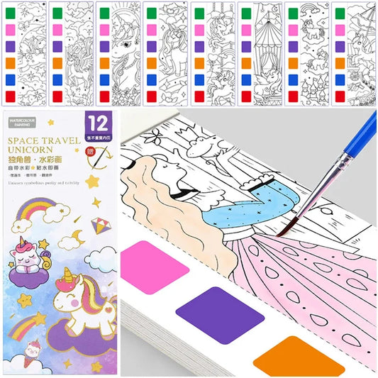 12PCS Kids' Magic Water Painting Book Set