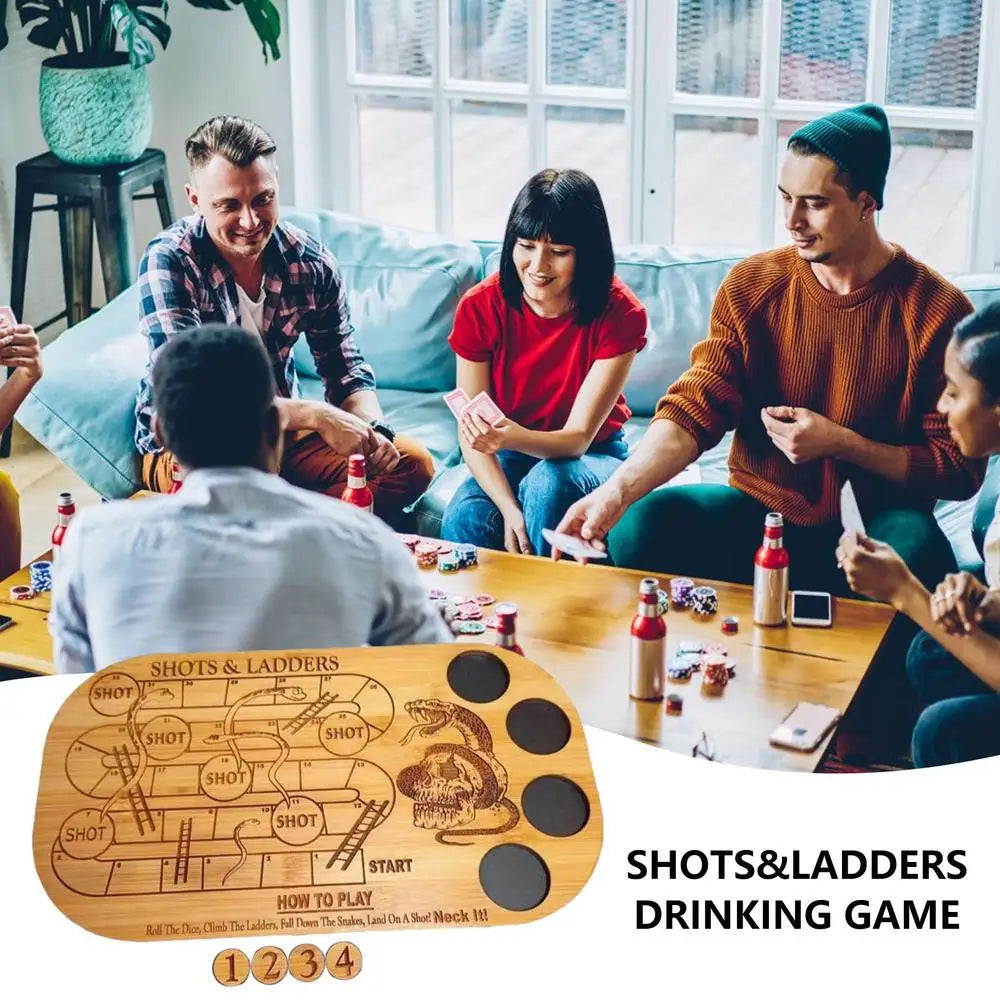 Shots & Ladders Drinking Game Wooden Snake