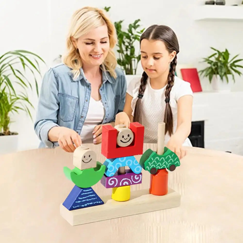 Wooden Blocks Stacked Shape Matching Game