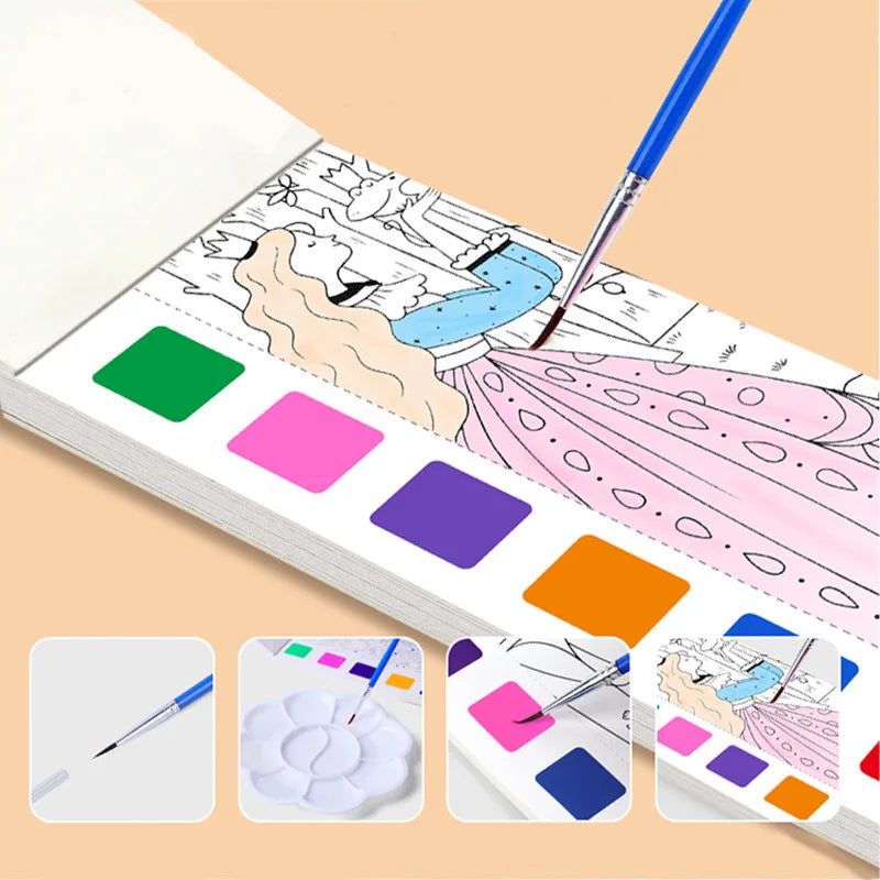 12 pages Children's Watercolor Coloring Book
