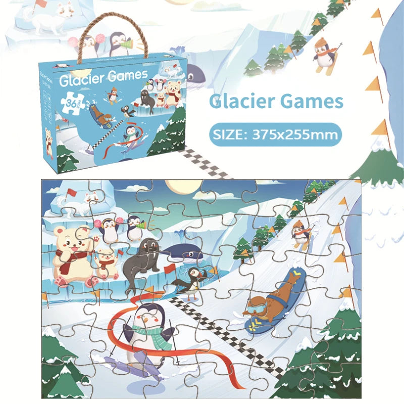 36pcs Carrying Jigsaw Puzzle Children Paper