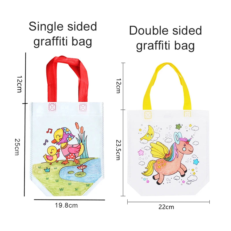 DIY Colored Graffiti Bags Crayons Painting Handbag