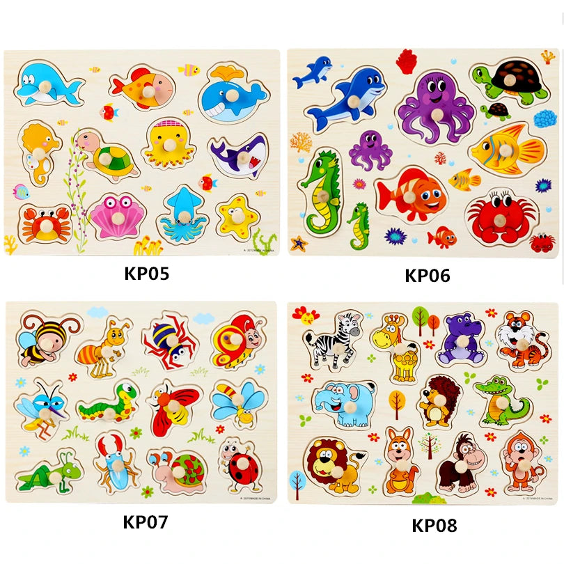 30cm Baby Toys Montessori Wooden Puzzle
