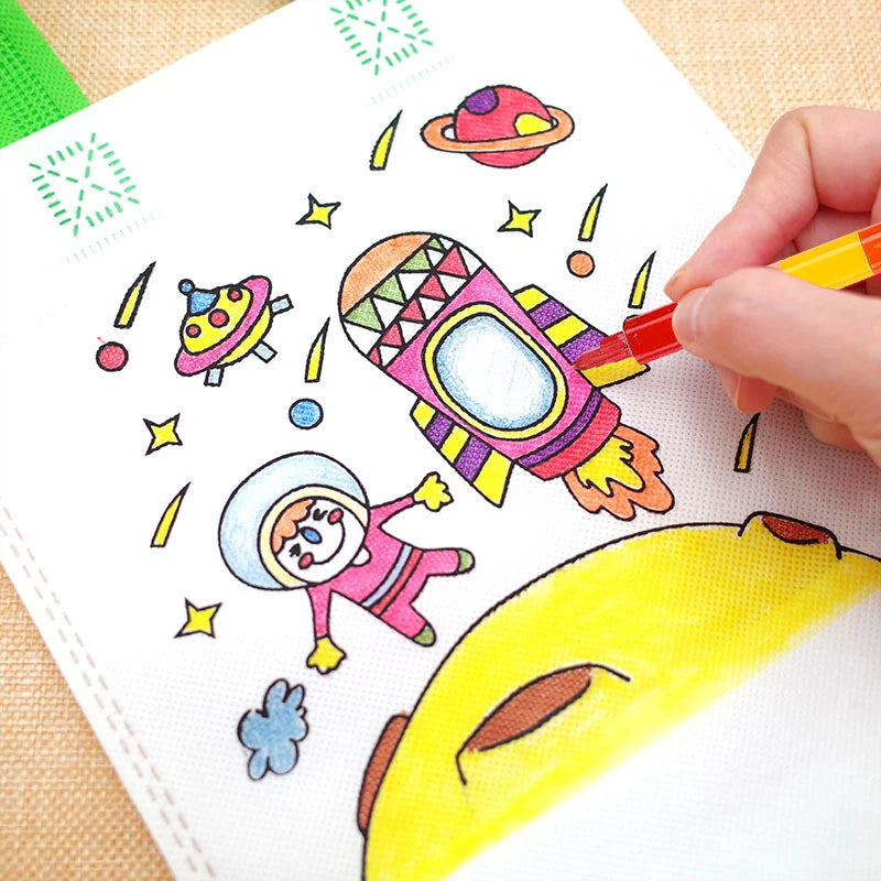 DIY Colored Graffiti Bags Crayons Painting Handbag