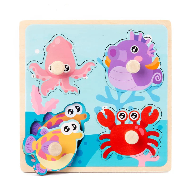 Baby Toys Montessori Wooden Puzzles Children