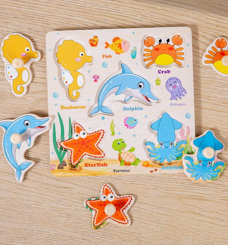 Wooden Puzzle Montessori Toys for Kids Cartoon