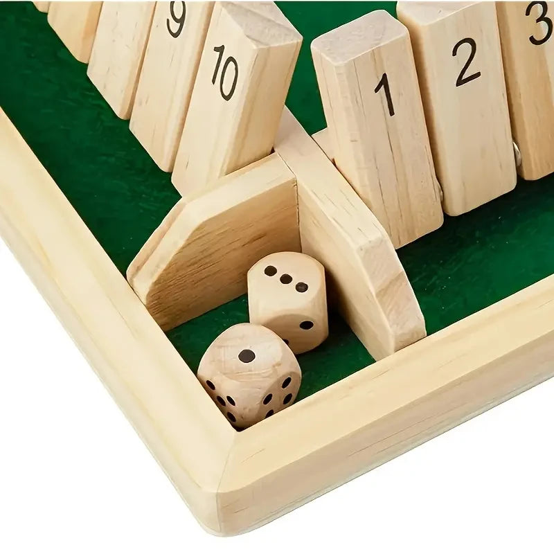 Classic 4 Sided Wooden Board Game With 2 Dice