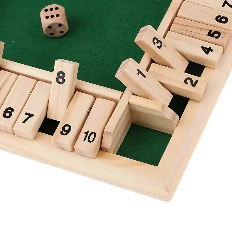 Classic 4 Sided Wooden Board Game With 2 Dice
