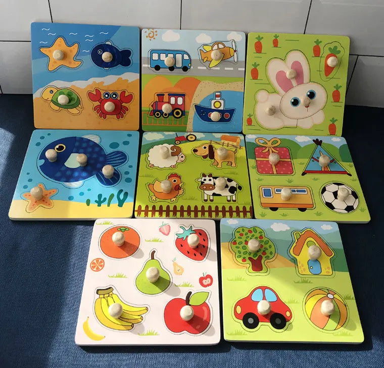 Baby Toys Montessori Wooden Puzzles Children