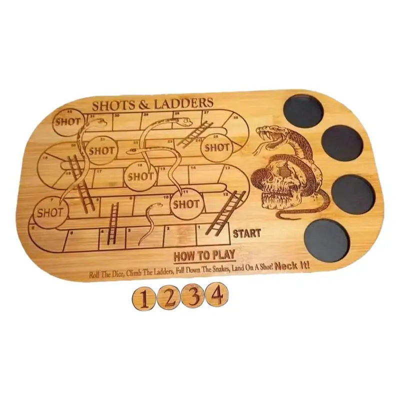 Shots & Ladders Drinking Game Wooden Snake