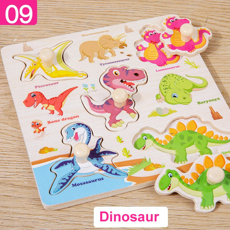 Montessori Baby Toys Wooden 3d Puzzle Cartoon