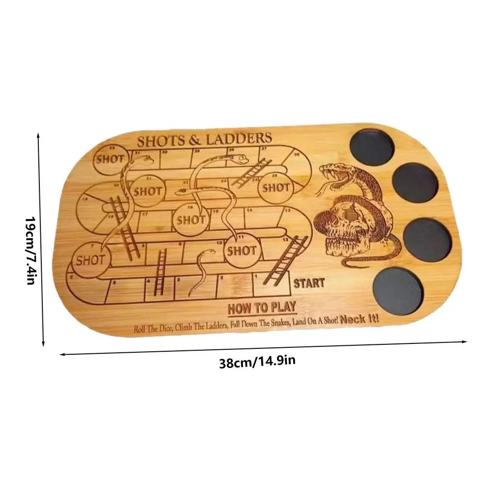 Shots & Ladders Drinking Game Wooden Snake