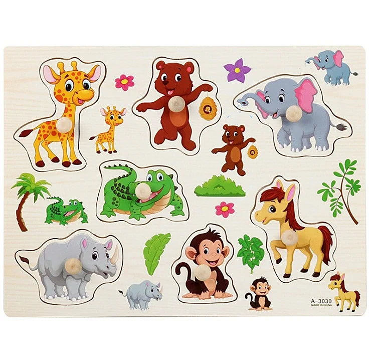 30cm Baby Toys Montessori Wooden Puzzle