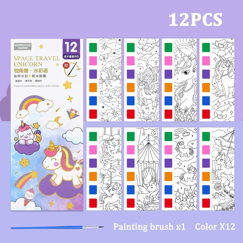 12PCS Kids' Magic Water Painting Book Set