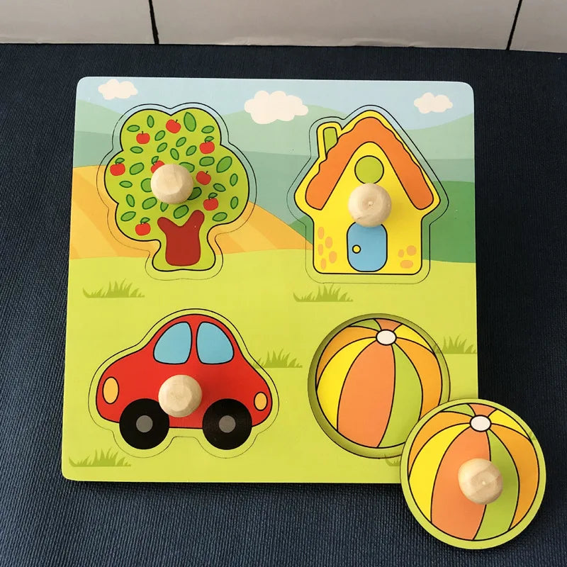 Baby Toys Montessori Wooden Puzzles Children