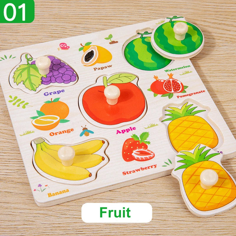 Montessori Baby Toys Wooden 3d Puzzle Cartoon