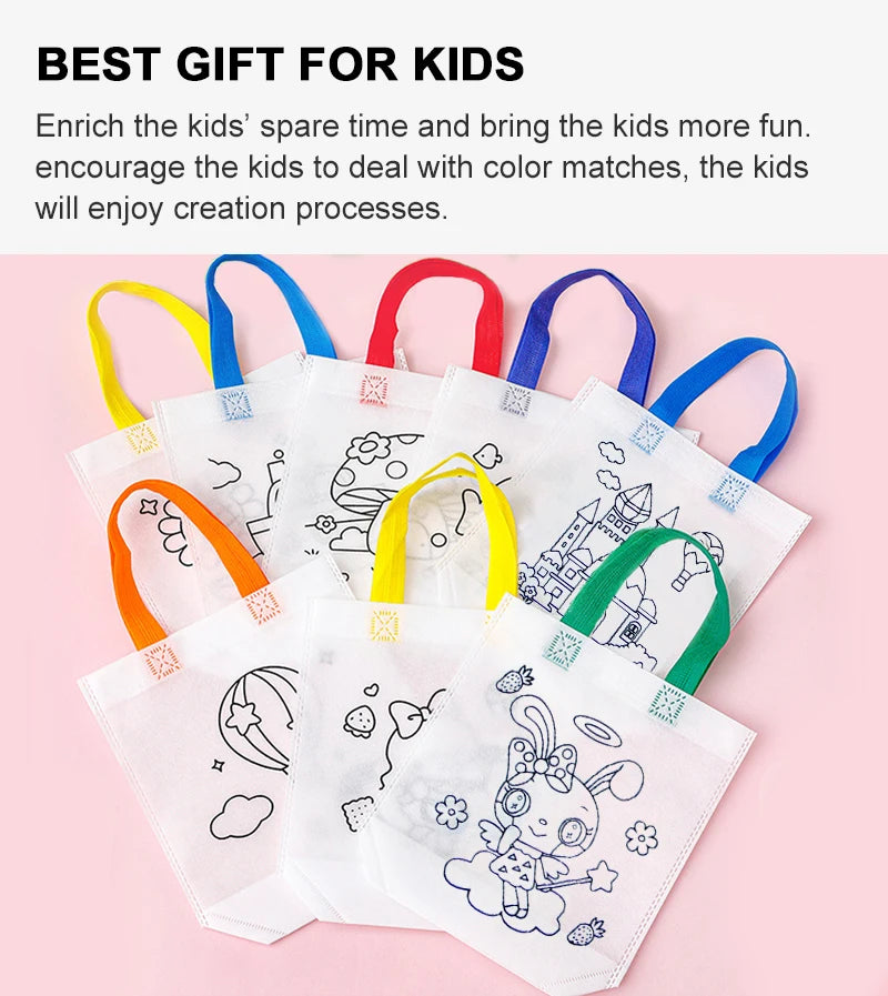 DIY Colored Graffiti Bags Crayons Painting Handbag