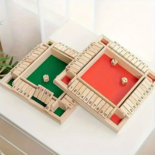 Classic 4 Sided Wooden Board Game With 2 Dice