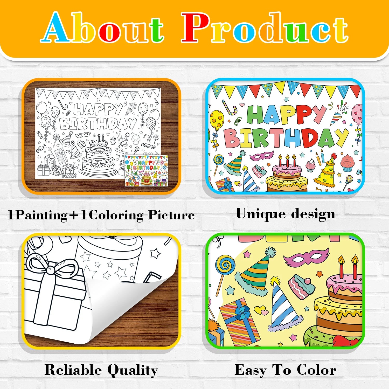 Large Children Drawing DIY Birthday Sticky