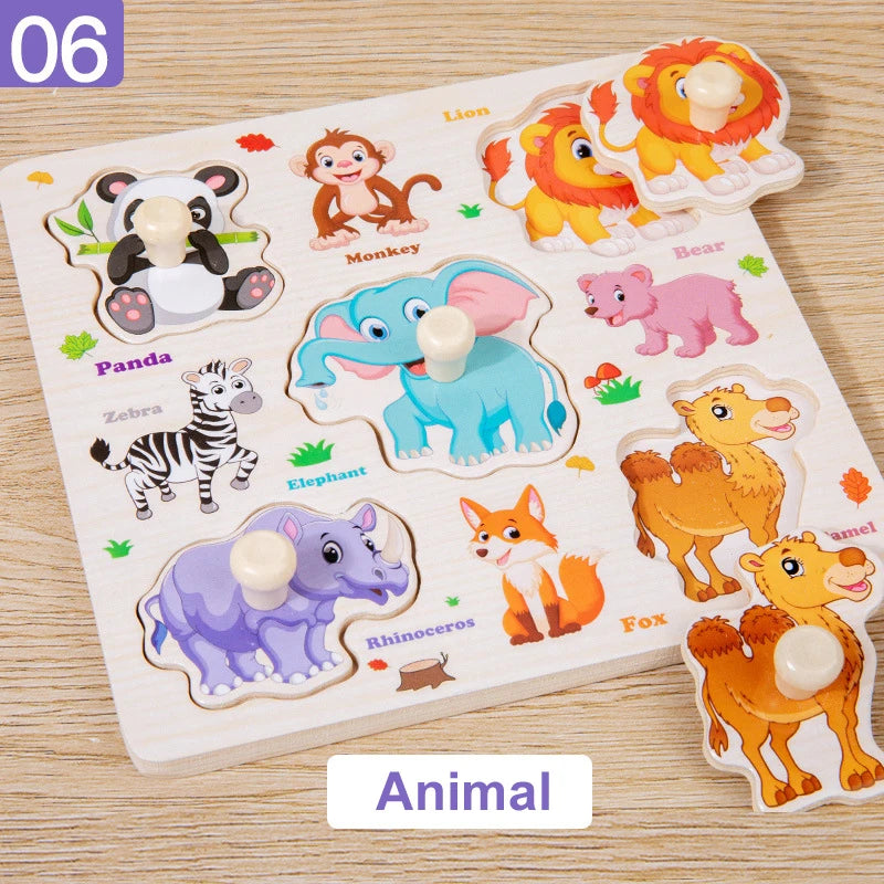 Montessori Baby Toys Wooden 3d Puzzle Cartoon
