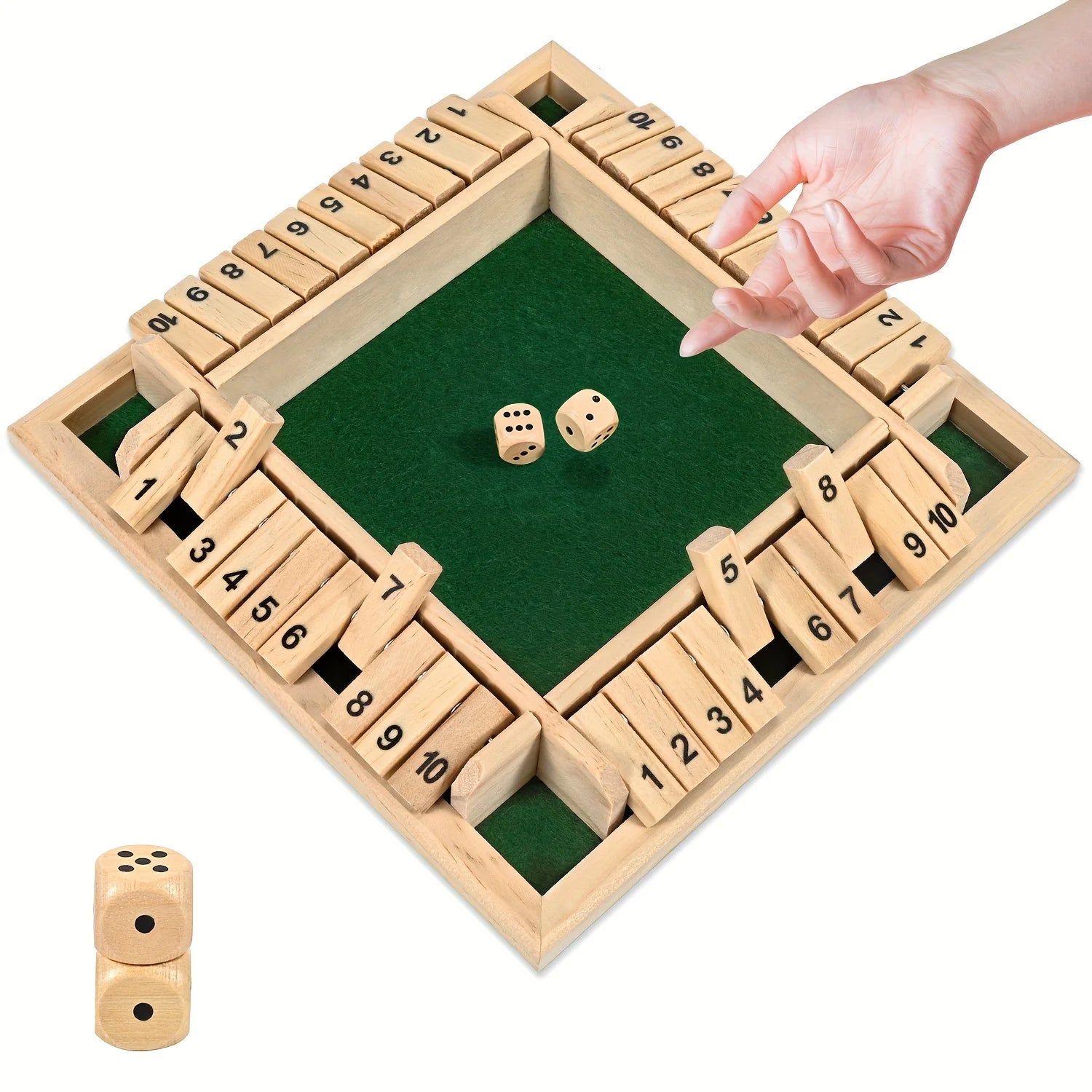 Classic 4 Sided Wooden Board Game With 2 Dice