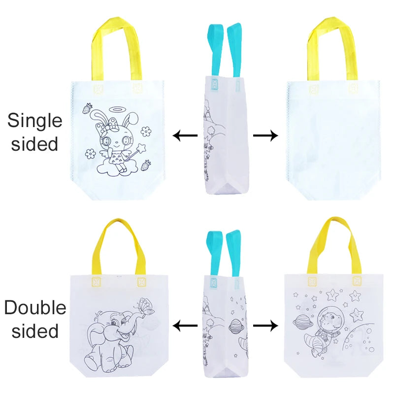 DIY Colored Graffiti Bags Crayons Painting Handbag