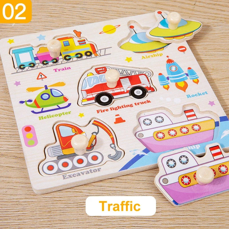 Wooden Puzzle Montessori Toys for Kids Cartoon