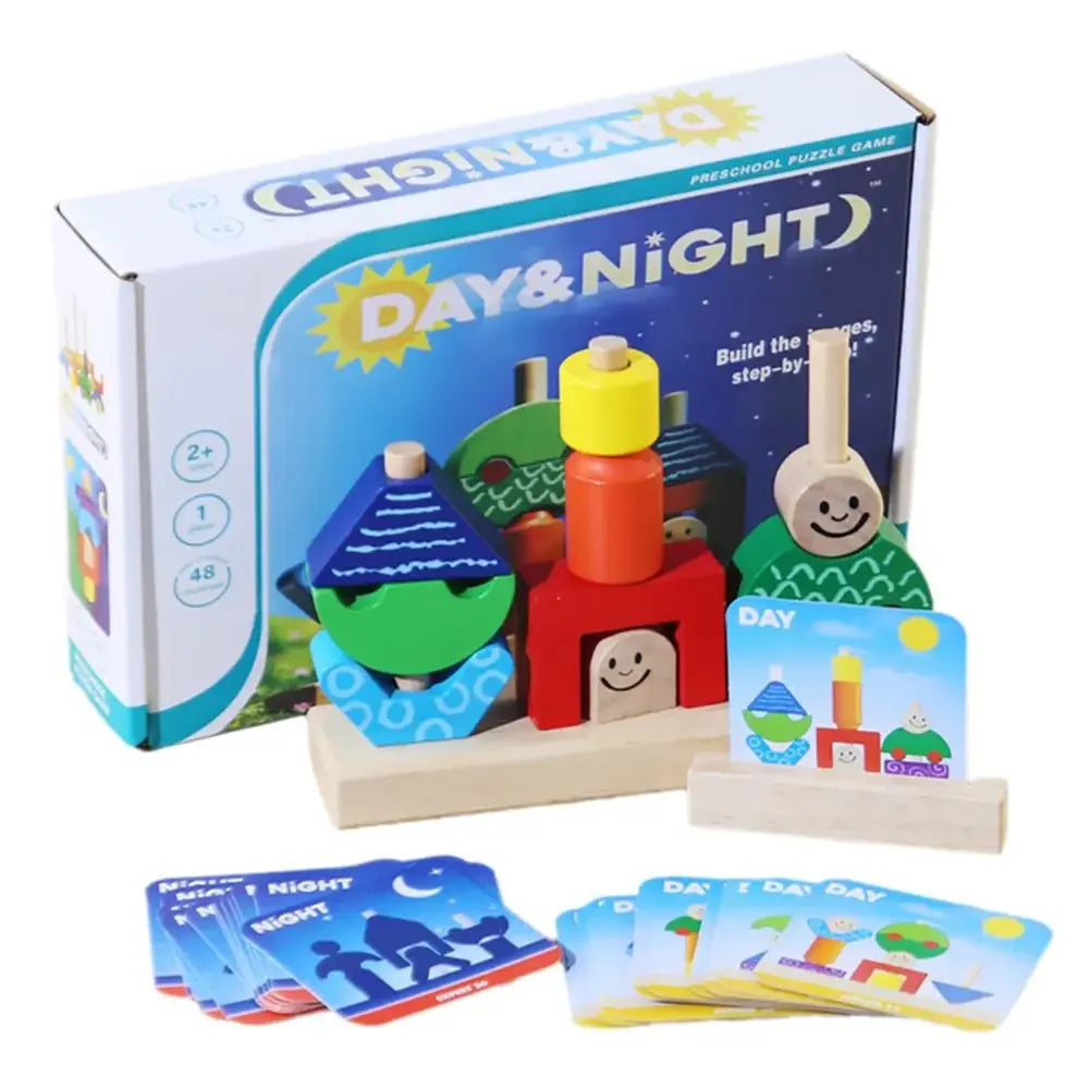 Wooden Blocks Stacked Shape Matching Game