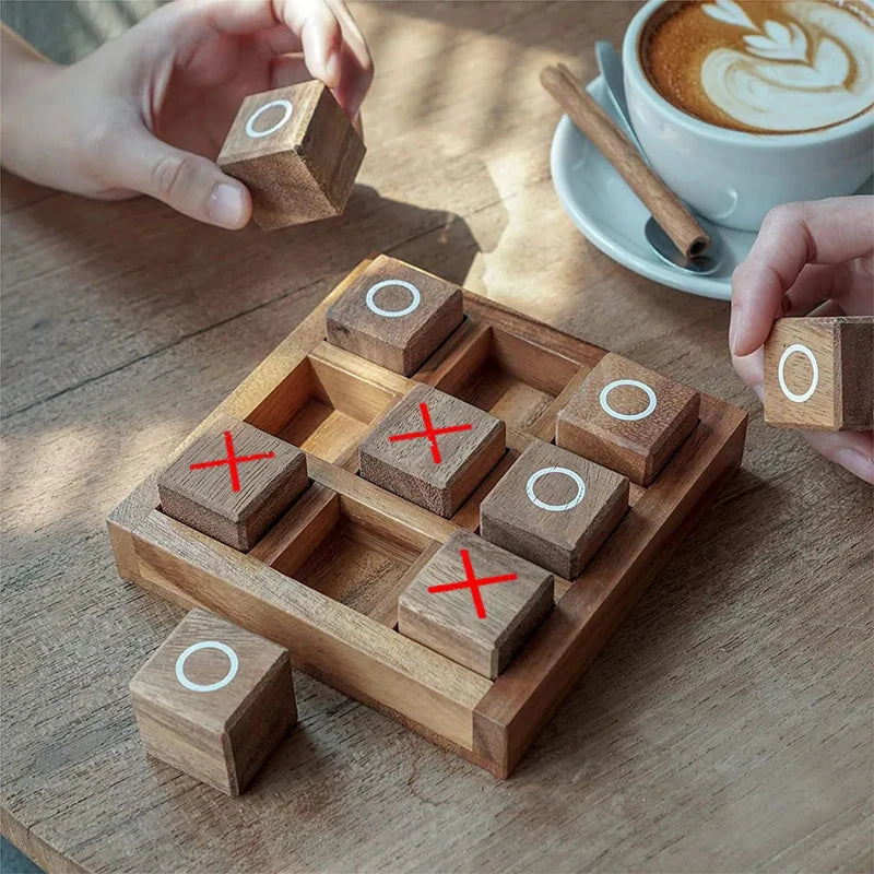 Wooden Tic Tac Toe Board Game XO Chess