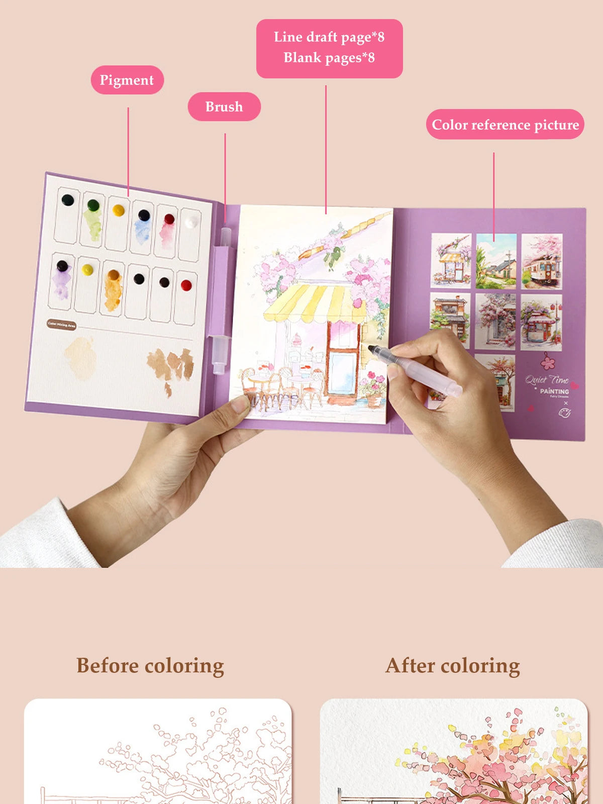 Kids Watercolor Coloring Book Educational Art