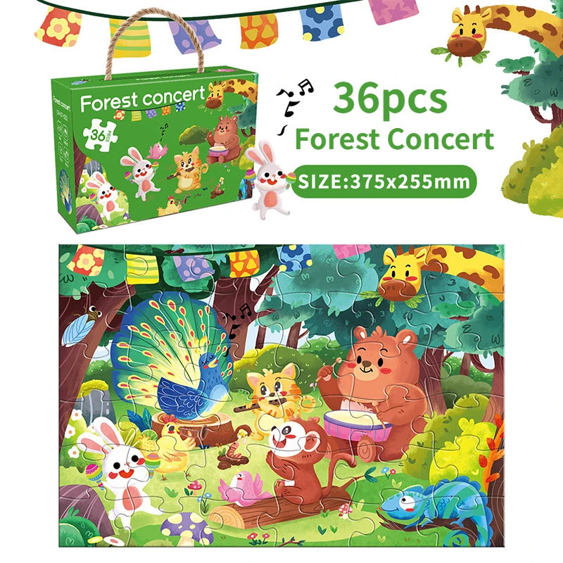 36pcs Carrying Jigsaw Puzzle Children Paper