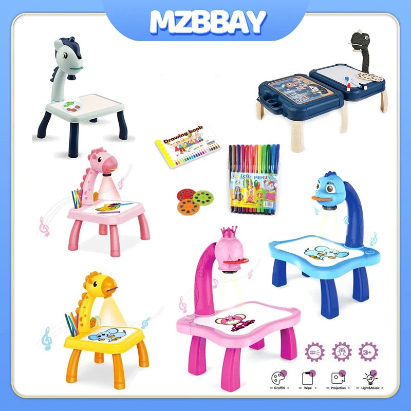 Children LED Projector Art Painting Table Toys
